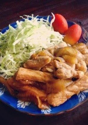 A picture of Ginger Pork with Plenty of Onions.