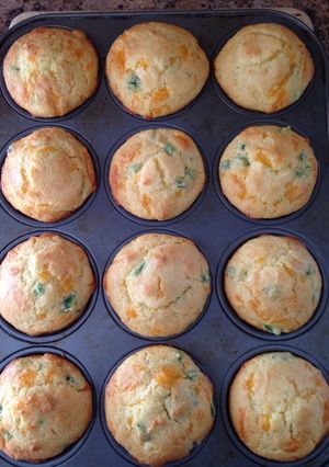 A picture of Jalapeno Cheddar Cornbread Muffins.