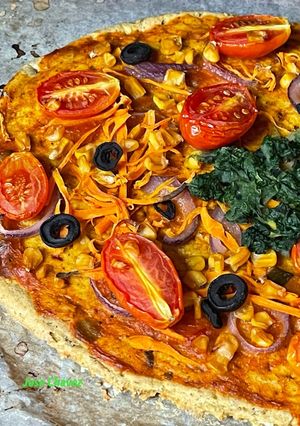 Una foto de Pizza de Verduras con masa de Avena