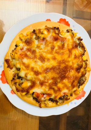 Hình của món Pizza bò bằng nồi chiên không dầu.