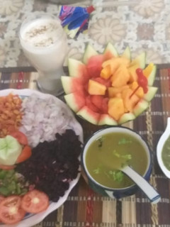 A picture of Moong dal with salad.