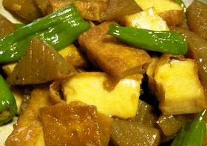 Sweet and Salty Simmered Konnayku and Atsuage Fried Tofu Recipe