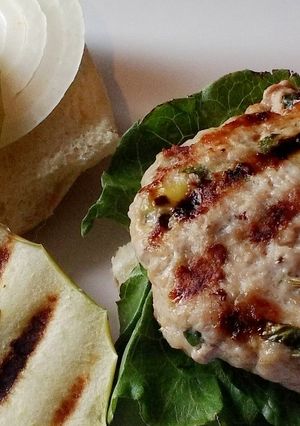 A picture of Grilled Pork And Apple Burgers.