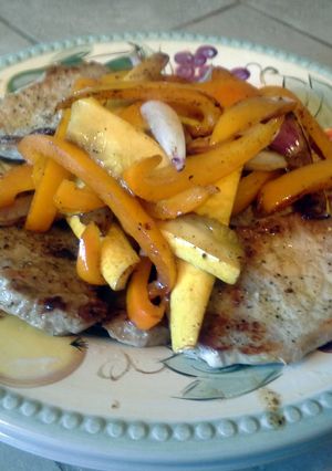 A picture of Sashas summer pork and veggies.