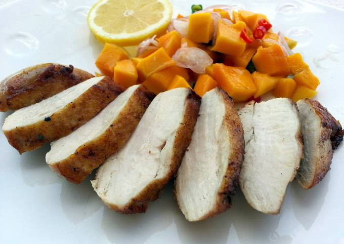 Recipe of Homemade LG PAN GRILL CHICKEN BREAST WITH MANGO SALSA
