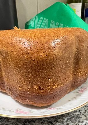 Una foto de Budín de manzanas con panificadora
