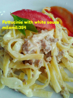 Foto resep Fettuccine with white sauce 😘 (recook)