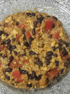 A picture of Black Bean, Eggs and Rice Dinner.