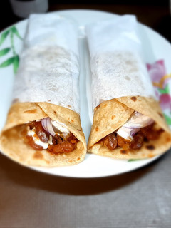 A picture of Tangy chatpata Rajma Roll.