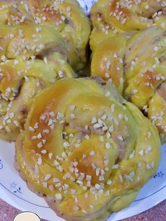 南瓜芋泥麵包~湯種法 的食譜成品照片