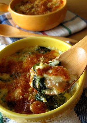 A picture of Salmon and Spinach Japanese Style Gratin.