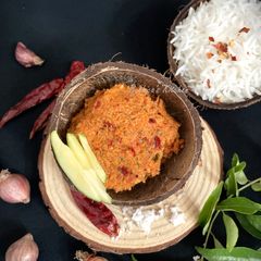 A picture of Pacha Manga Chamanthi (Raw Mango & Coconut Chutney - Kerala style).