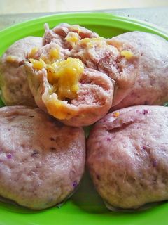 Foto resep Bakpao Ubi Ungu isi Vla Pisang (snack mpasi for baby 8m+)
