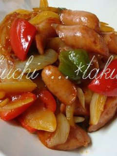 A picture of Wiener Sausage and Vegetable Sweet Vinegar Stir-fry.
