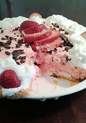 A picture of Upside Down Strawberry Meringue Pie.