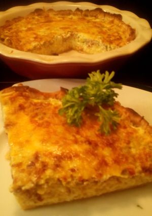 A picture of Sunshine's green Chile ,bacon cheese pie.