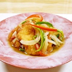 A picture of Tender Deep-Fried Yuzu Pepper Flavored Nanban Chicken Breasts.