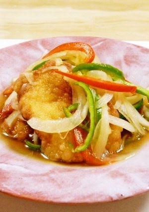 A picture of Tender Deep-Fried Yuzu Pepper Flavored Nanban Chicken Breasts.
