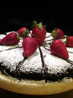A picture of AMIEs Flourless CHOCOLATE Cake.