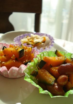A picture of Easy Microwave Kabocha Squash Kinpira for Bentos.