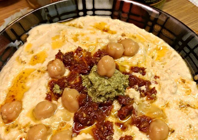 Easiest Way to Prepare Quick Classic hummus (sun dried tomato &amp; pesto)