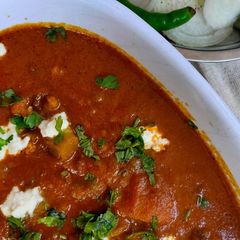 A picture of Veg khada masala in brown gravy.