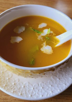 A picture of Red pumpkin soup.