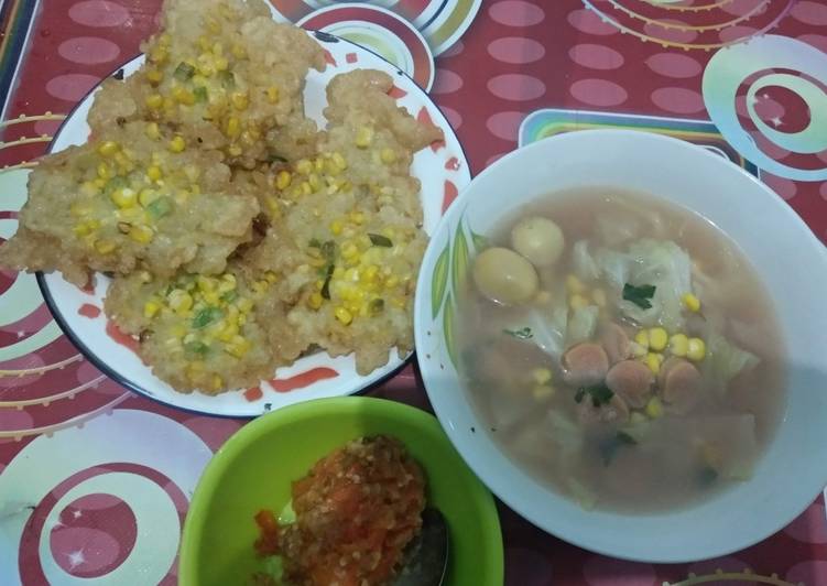Resep Sop Jagung, Sosis, Telur Puyuh dengan Cocolan Sambel mentah, Menggugah Selera