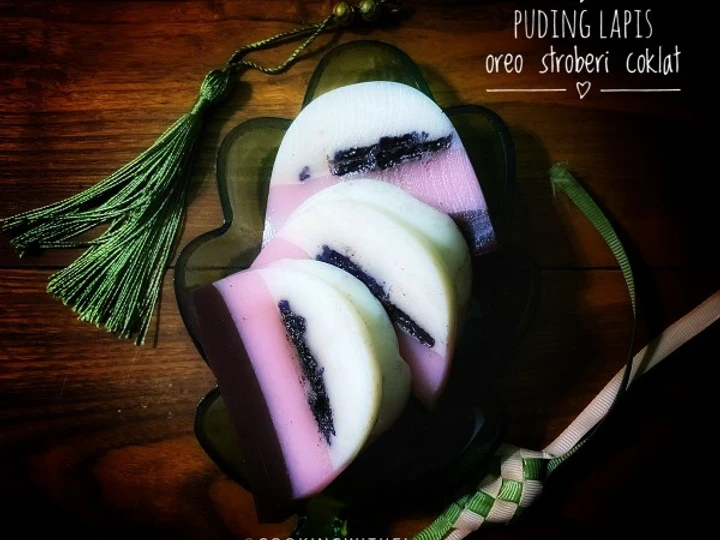 Langkah Gampang Membikin Resep Puding lapis oreo stroberi coklat yang  Bikin Ketagihan Anti Ribet, Lezat Sekali