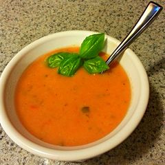Tomato basil bisque A picture of Tomato basil bisque.
