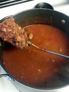 A picture of home made chilli beans from scratch.
