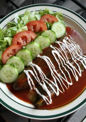 Una foto de Chiles verdes rellenos