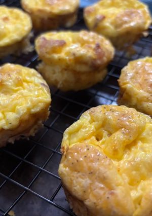A picture of Egg bites- Bacon & cheddar cheese.