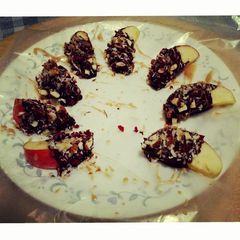 A picture of Dark Chocolate Dipped Apple Wedges.