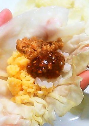 A picture of Ssambap: Rice Stuffed Cabbage Wraps.