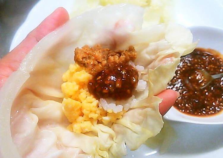 Recipe of Speedy Ssambap: Rice Stuffed Cabbage Wraps