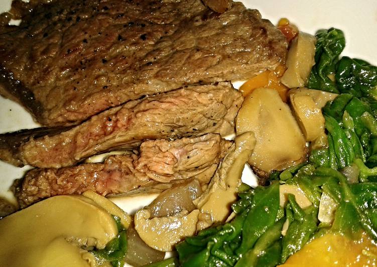 Steps to Make Any-night-of-the-week Steak and spinach saute