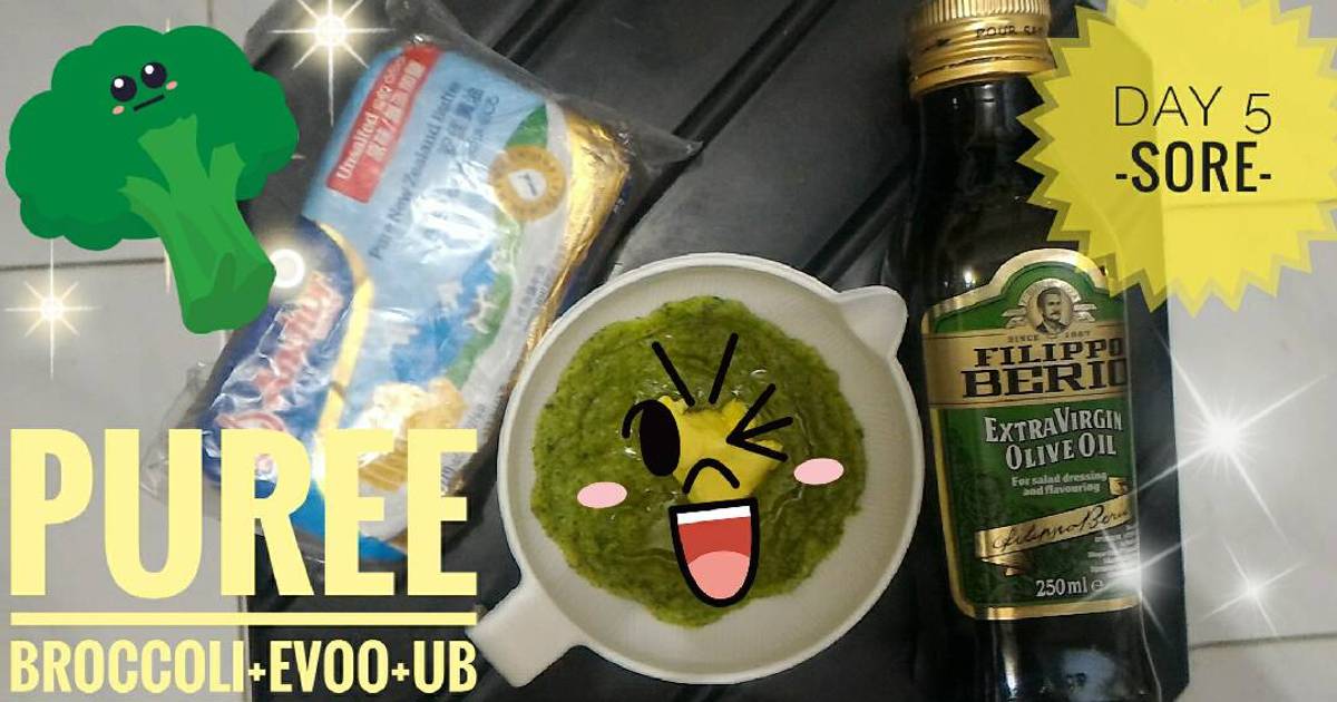 Resep Mpasi menu tunggal 6bulan pure brokoli double evoo ub oleh Mommy