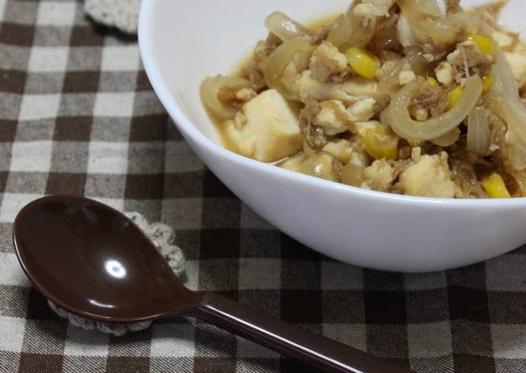 Steps to Prepare Appetizing Great for kids! Simply Stewed Tofu with Tuna and Corn
