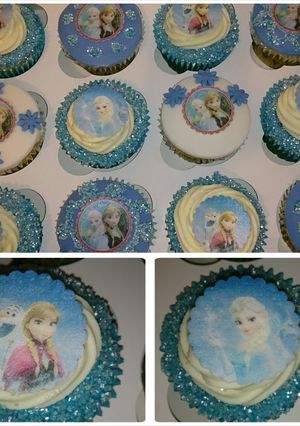 A picture of Frozen cupcakes.