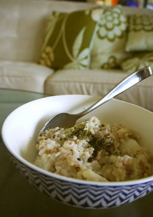 A picture of Warm Soy Risotto with Chinese Cabbage.