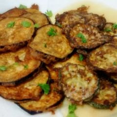 A picture of Zucchini and eggplant fries.