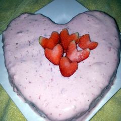 A picture of Chocolate cake with strawberry cream cheese frosting(Valentine idea)by Pam....