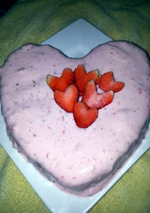 A picture of Chocolate cake with strawberry cream cheese frosting(Valentine idea)by Pam....
