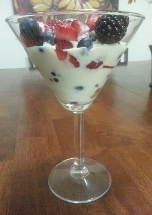 A picture of Berries with Crème Anglais.
