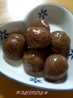 A picture of Chestnuts Simmered in their Inner Skins without Baking Soda.