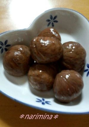 A picture of Chestnuts Simmered in their Inner Skins without Baking Soda.