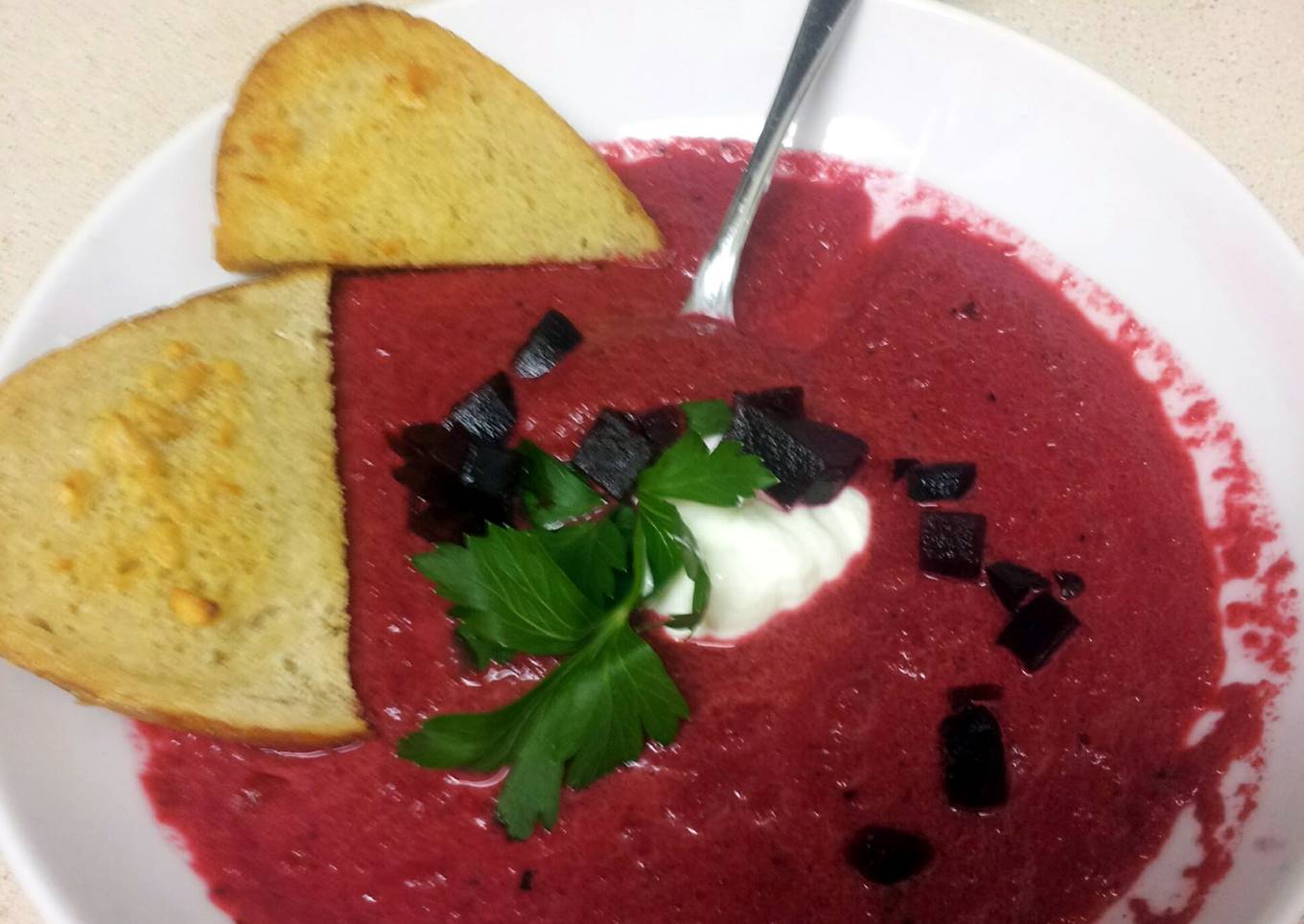 Roasted Cream of Beet Soup, GF, O+