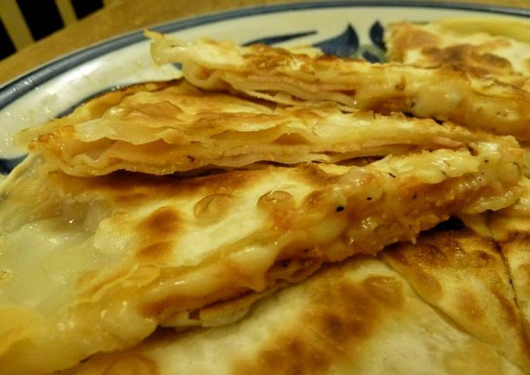 Step-by-Step Guide to Make Speedy Ham and Cheese Grilled Between Gyoza Skins