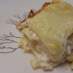 A picture of Mimi's White Chicken Lasagna.